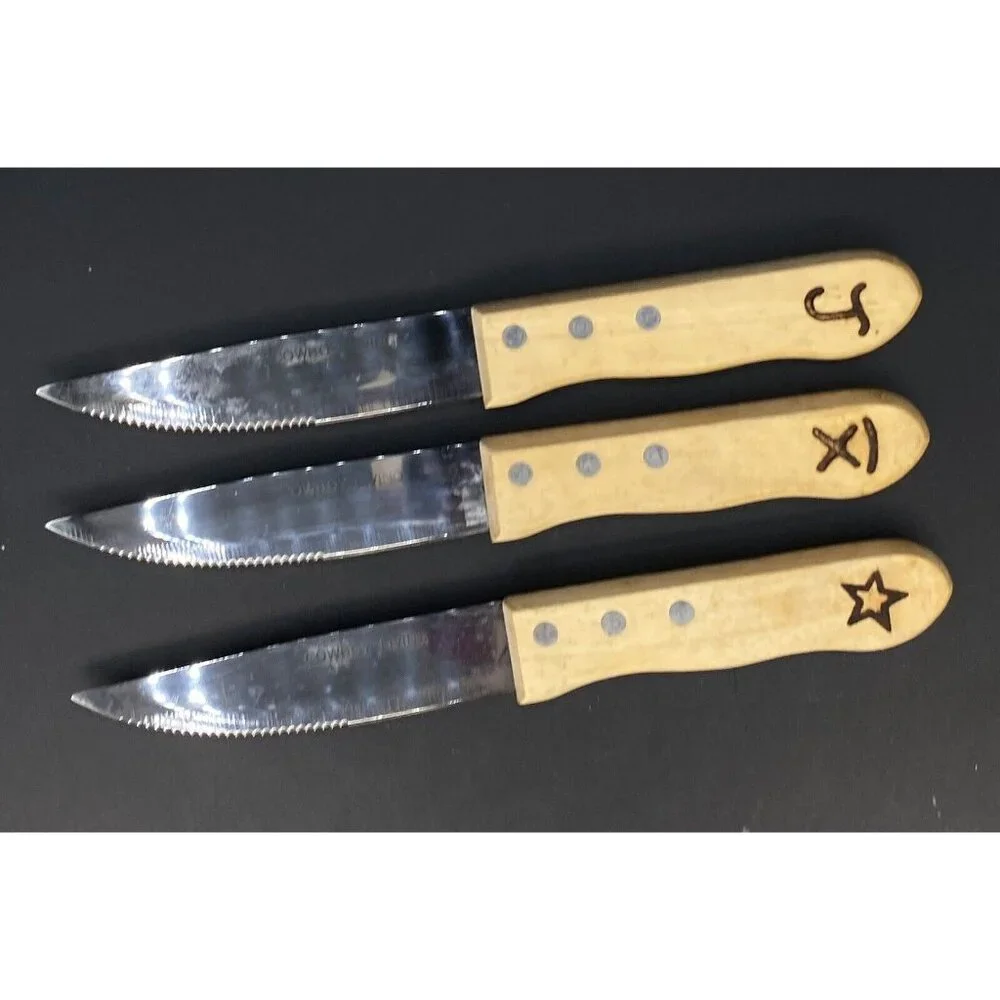 Cowboy Living 3 Cattle Brand Stainless Steel Steak Knives Replacement